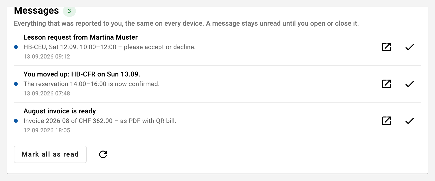 Push notification settings